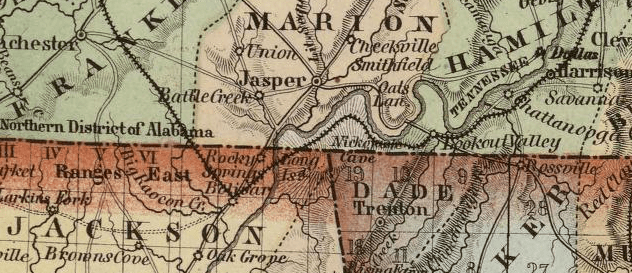 From an 1852 map of northern Alabama and Georgia and southern Tennessee. http://www.davidrumsey.com