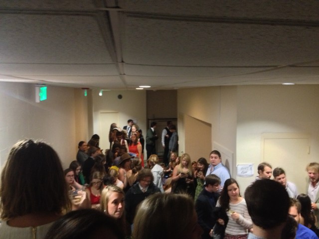 Sewanee seniors jammed into the basement of Cravens, April 14, 2014